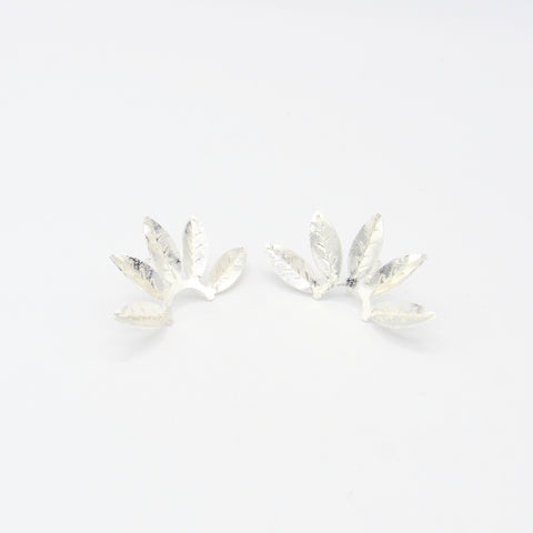 Leaves Fan Silver-Tone X2 Ear Cuff