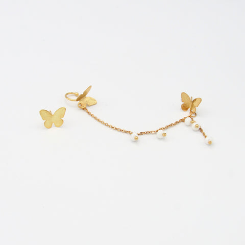 Butterfly Golden Studs Earrings + Ear Cuff