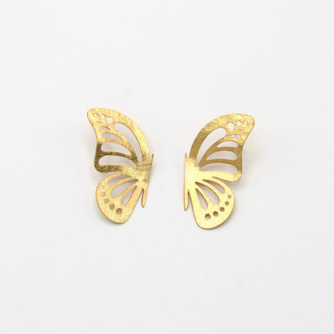 Half Butterfly Big Studs Earrings Golden