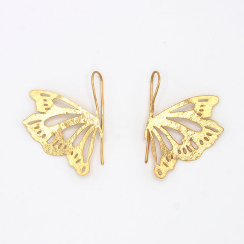 Silhouette Butterfly Hook Earrings Golden