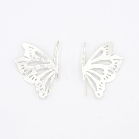 Silhouette Butterfly Hook Earrings Silver-Tone