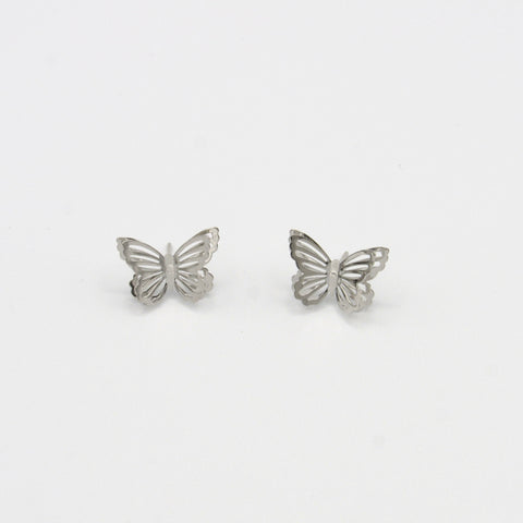 Butterflies Studs Earrings Connection Silver-Tone