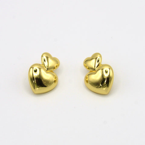 Hearts Big Studs Earrings Golden