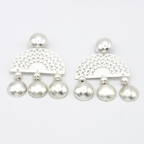 Spheres Fan Earrings Silver-Tone