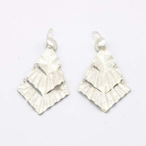 Triangle Fan Earrings Silver-Tone