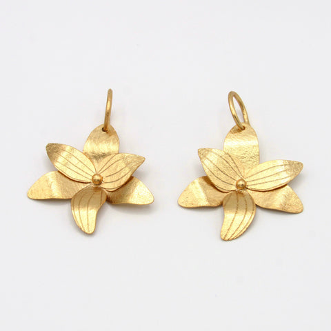 Big Flower Hoops Earrings Golden