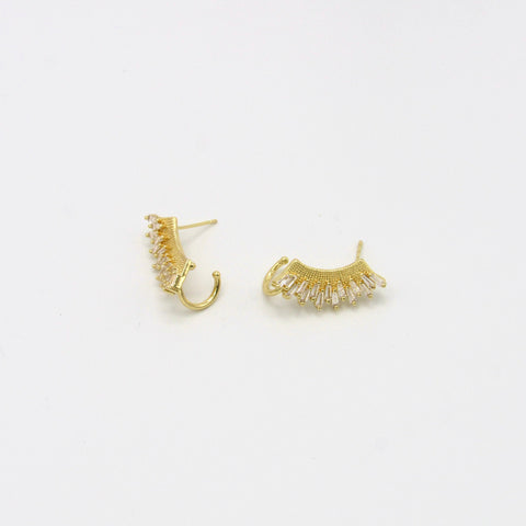 Fan Ear Cuff And Stud Earrings Connection Golden