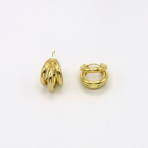 Hoops Earrings Connection Triple Golden