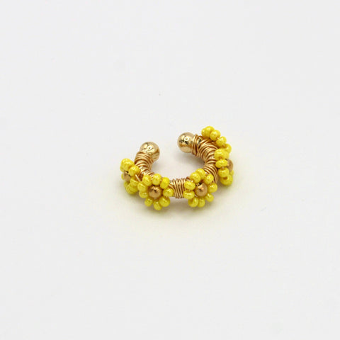 Yellow Flowers Ear Cuff Connection Golden