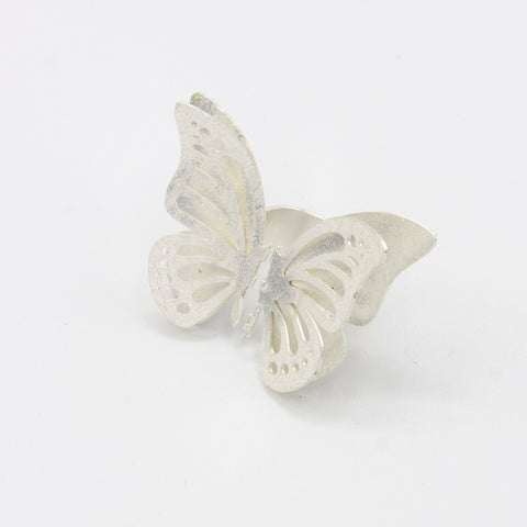 Big Half Butterfly Silver-Tone Ring