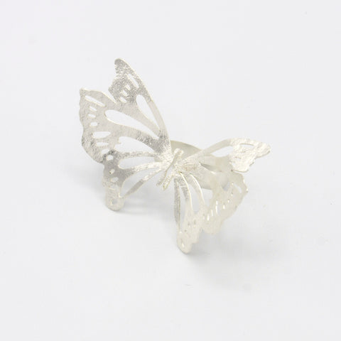 Big Butterfly Silhouette Silver-Tone Ring