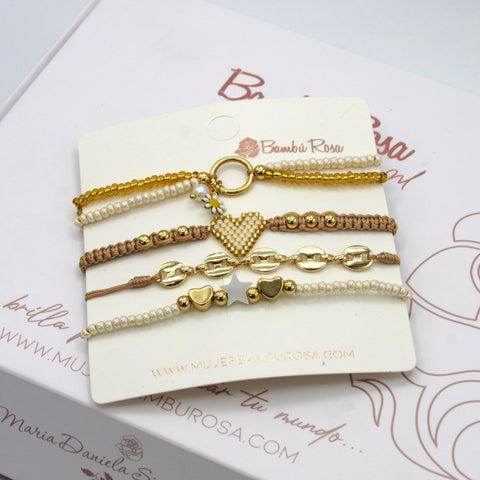 X4 Brown Bracelet Set