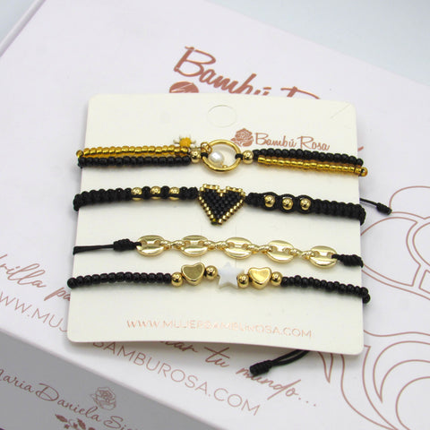 X4 Black Bracelet Set