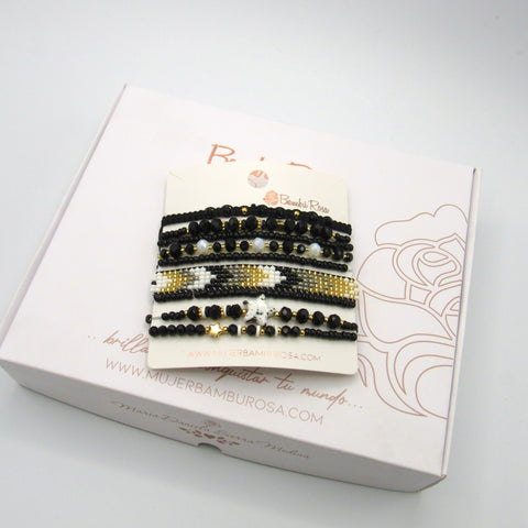 X4 Black Connection Bracelet Set