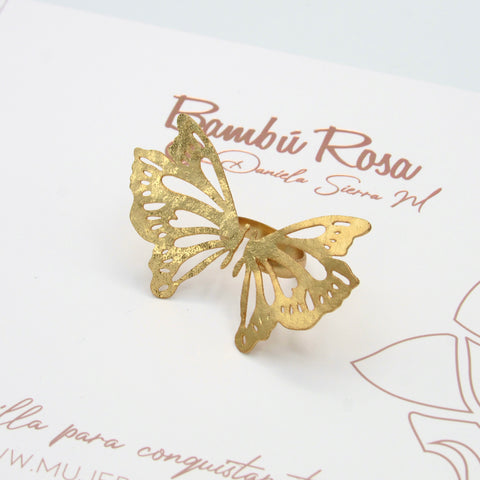 Big Butterfly Silhouette Golden Ring