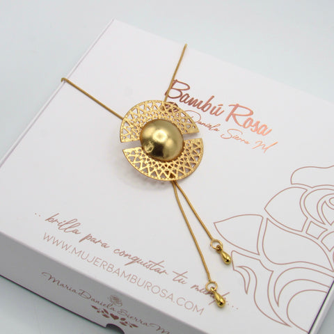 Seed Circle Necktie Golden Necklace