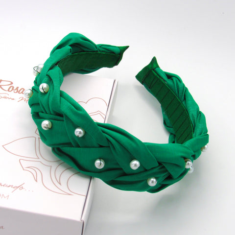 Braided Connection Green Headband