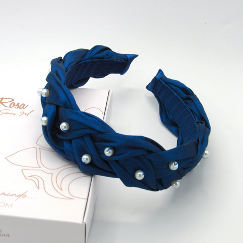 Braided Connection Blue Metallic Headband