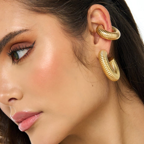 Spiral Golden Hoops Earrings