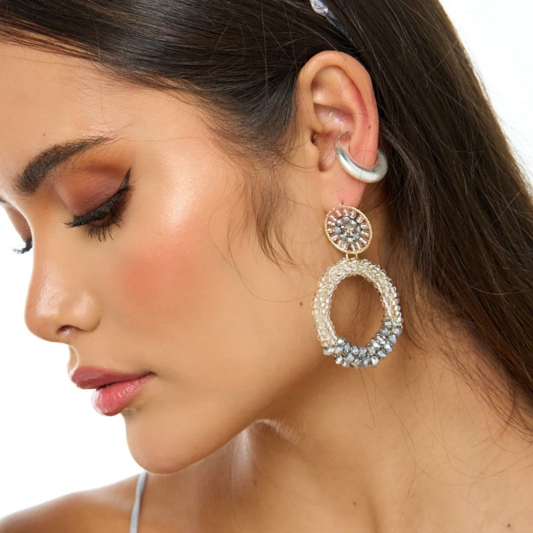 Woven Hoops Silver Earrings