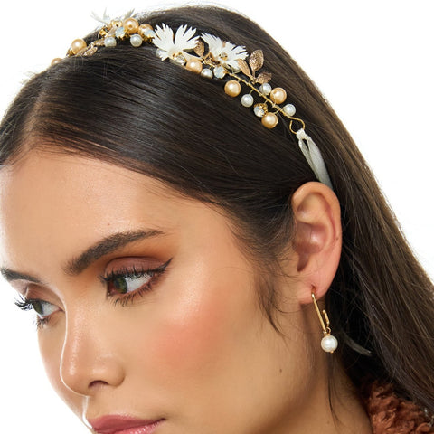 Flowers And Sparkles Golden Tiara