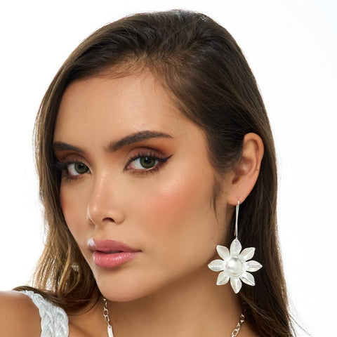 Flowers Musa Silver-Tone Drop Earrings