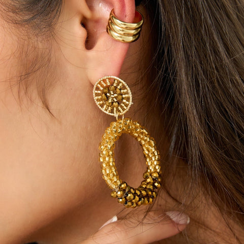 Woven Hoops Gold Earrings