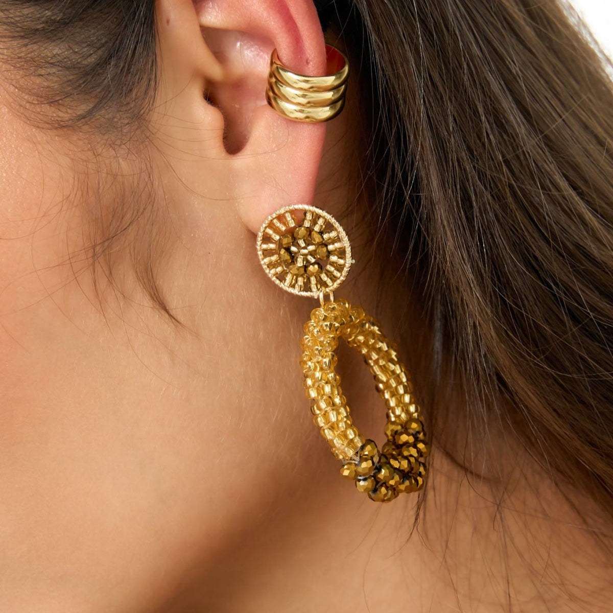 Woven Hoops Gold Earrings