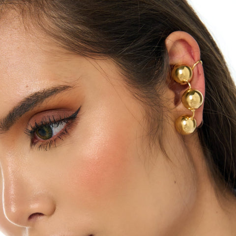 Spheres Golden Studs Earrings + Ear Cuff