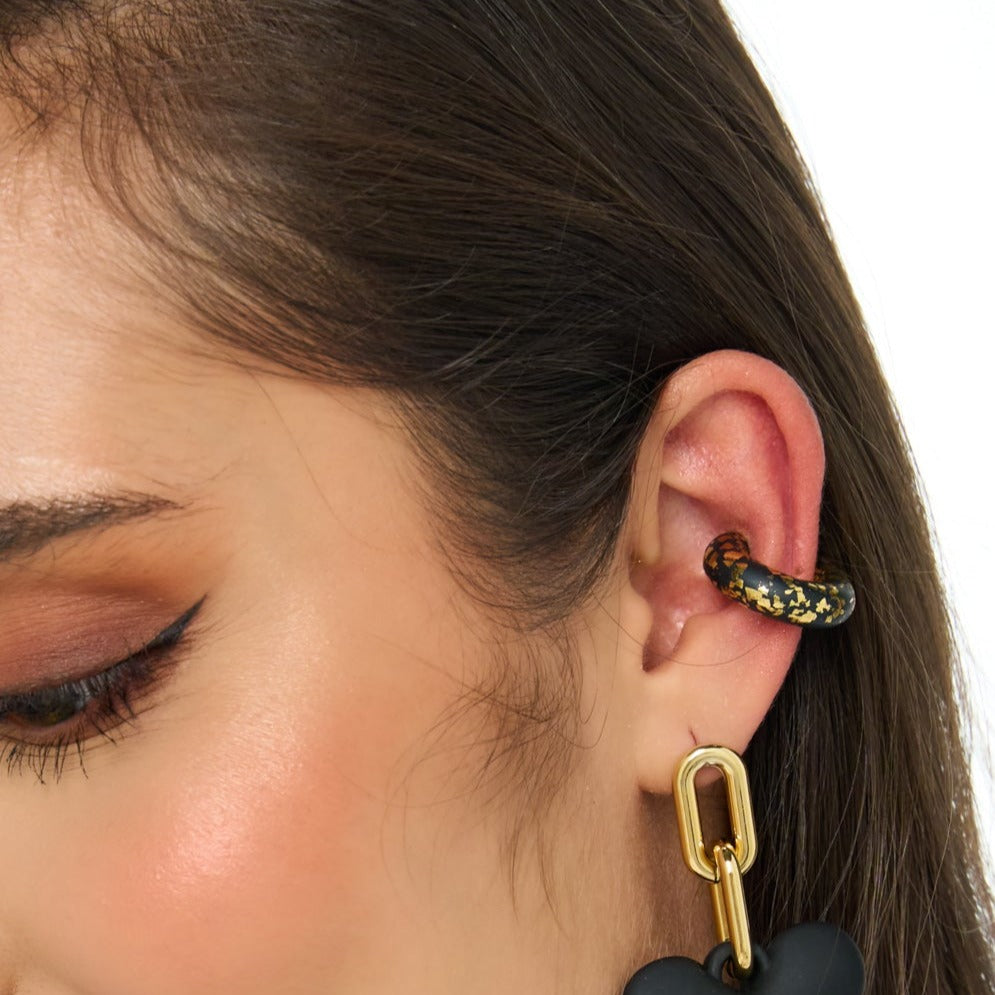 Black And Gold Ear Cuff