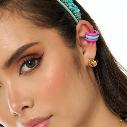 Line Triple Violet And Blue Ear Cuff