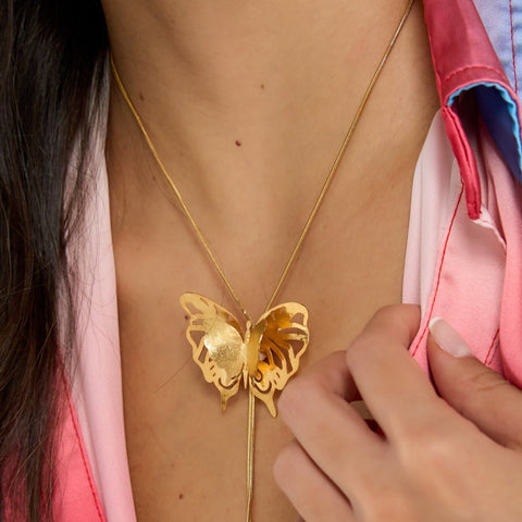 Adjustable Butterfly Musa Golden Necklace