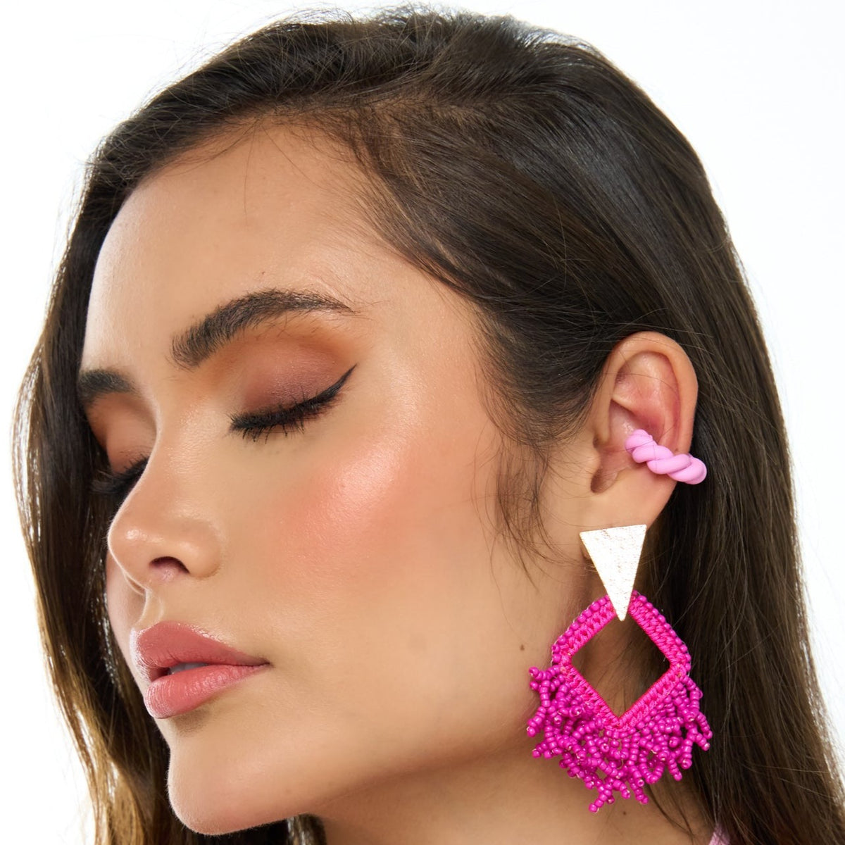 Clay Braided Pink Ear Cuff