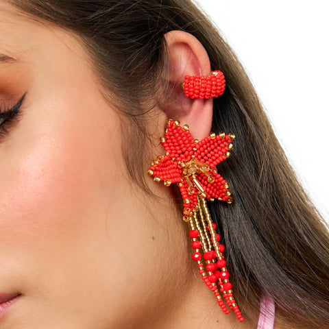 Woven Orchid Red Earrings