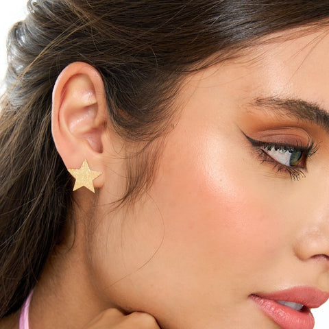 Stars Golden Studs Earrings + Ear Cuff