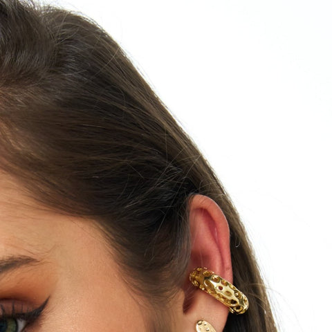 Fretwork Golden Ear Cuff