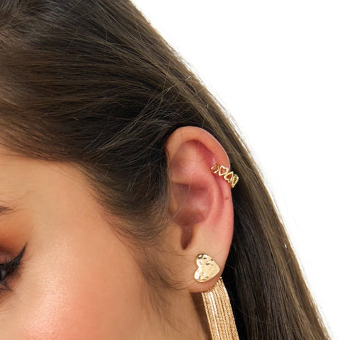 Hearts Golden Ear Cuff