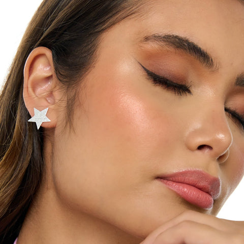 Stars Silver-Tone Studs Earrings + Ear Cuff