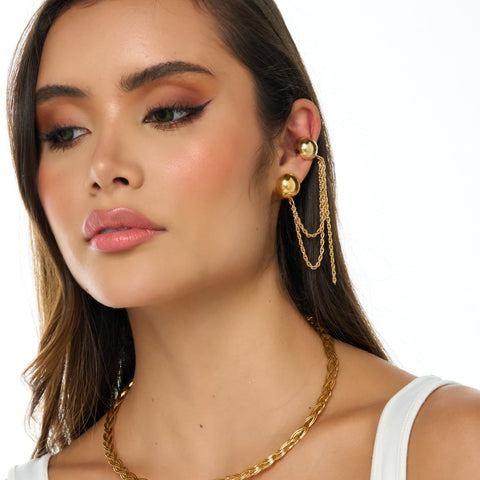 Ovals Golden Earrings + Earcuff