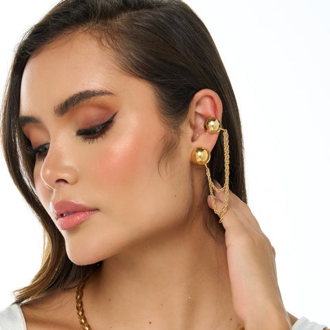 Ovals Golden Earrings + Earcuff