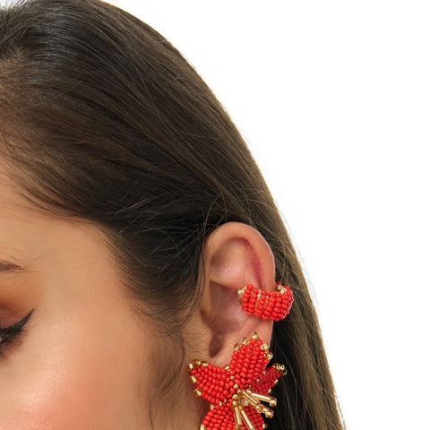 Woven Twisted Red Ear Cuff