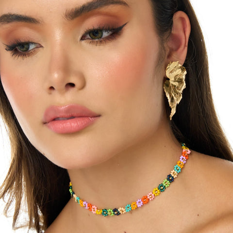 Woven Flowers Multicolored Choker