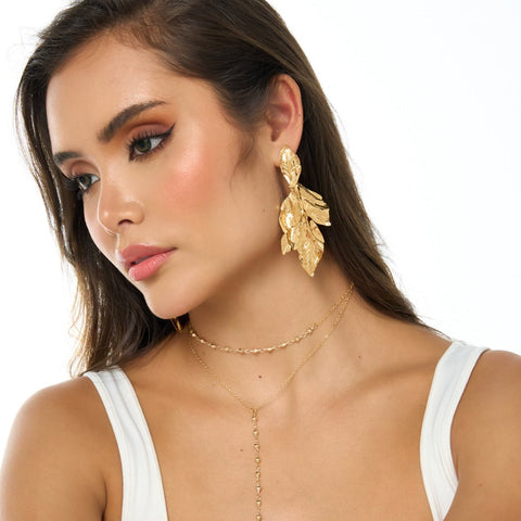 Summer leaf Golden Earrings