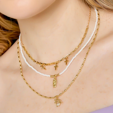 3 Golden Chain Connection Necklace