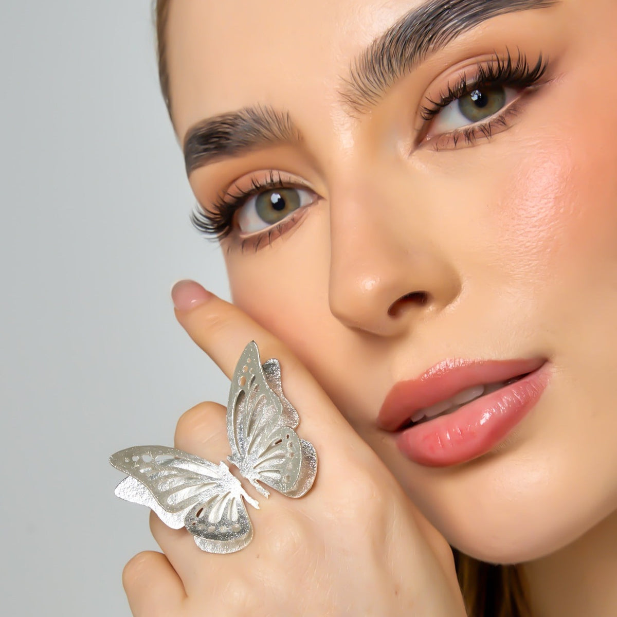 Big Half Butterfly Silver-Tone Ring