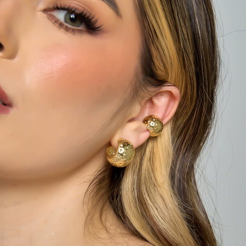 Texture Hoops Earrings Connection Golden