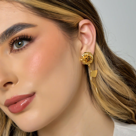 Roses Earrings Connection Golden