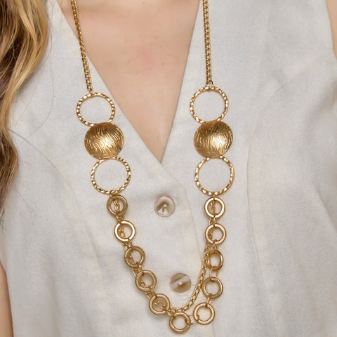 Big Articulated Spheres Golden Necklace