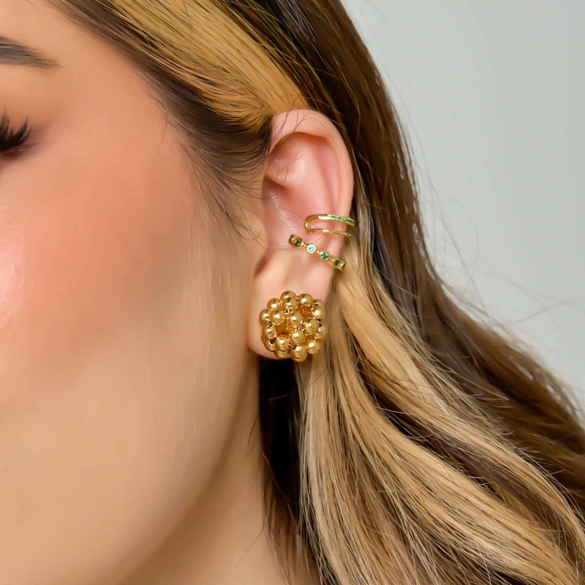 Spheres Stud Earrings Connection Golden