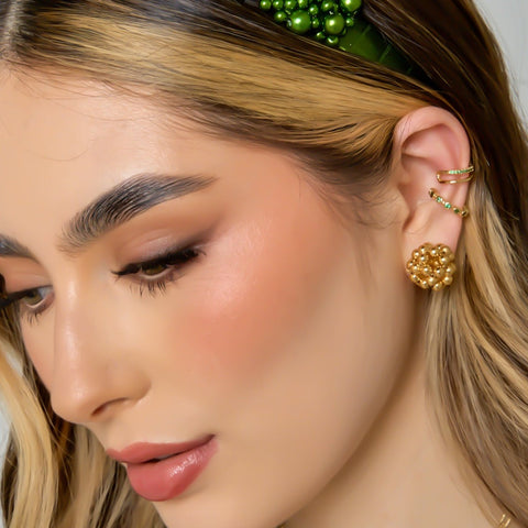 Spheres Stud Earrings Connection Golden